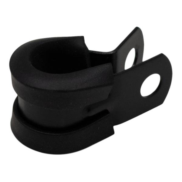 DeatschWerks - DeatschWerks Rubber Cushioned P-Clamp for 6AN Hose - 9.5mm Clamp Id - Anodized Matte Black - 6-02-0353-B
