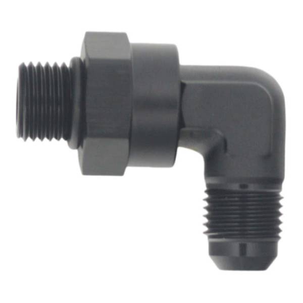 DeatschWerks - DeatschWerks 6AN ORB Male Swivel to 90-Degree 6AN Male Flare - Anodized Matte Black - 6-02-0414-B