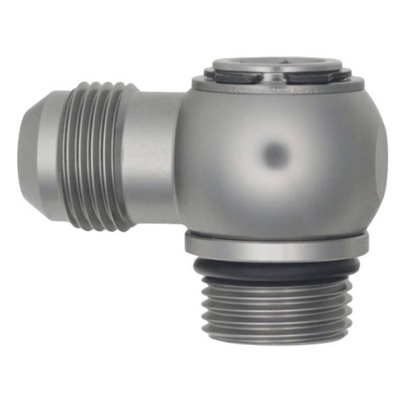DeatschWerks - DeatschWerks 10AN ORB Male to 10AN Male Flare Low Profile 90-Degree Swivel - Anodized DW Titanium - 6-02-0417