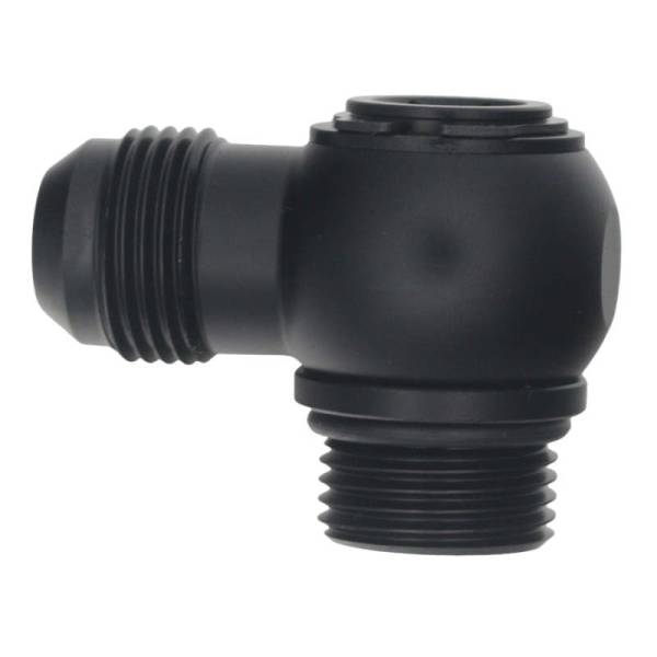 DeatschWerks - DeatschWerks 10AN ORB Male to 10AN Male Flare Low Profile 90-Degree Swivel - Anodized Matte Black - 6-02-0417-B