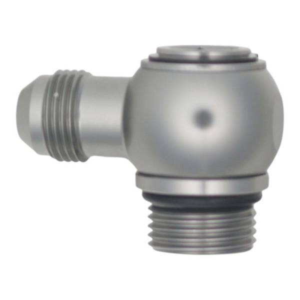 DeatschWerks - DeatschWerks 10AN ORB Male to 8AN Male Flare Low Profile 90-Degree Swivel - Anodized DW Titanium - 6-02-0418