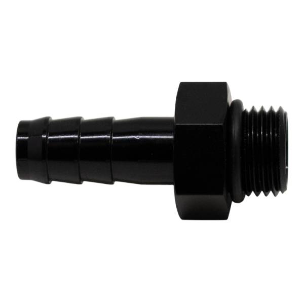 DeatschWerks - DeatschWerks 6AN ORB Male to 3/8in Male Triple Barb Fitting (Incl O-Ring) - Anodized Matte Black - 6-02-0501-B