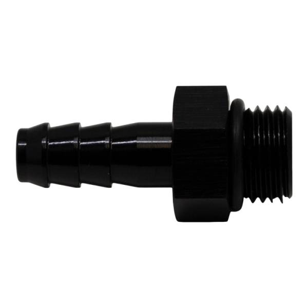 DeatschWerks - DeatschWerks 6AN ORB Male to 5/16in Male Triple Barb Fitting (Incl O-Ring) - Anodized Matte Black - 6-02-0502-B