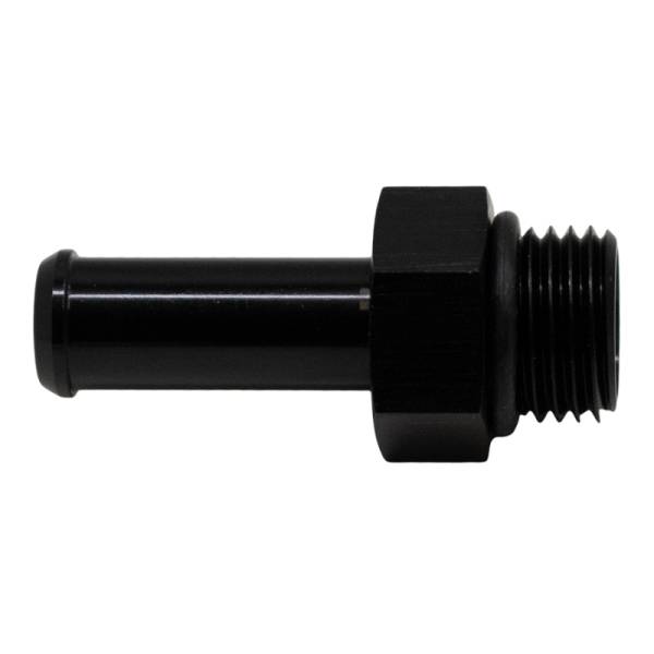 DeatschWerks - DeatschWerks 6AN ORB Male to 3/8in Male Barb Fitting (Incl O-Ring) - Anodized Matte Black - 6-02-0504-B