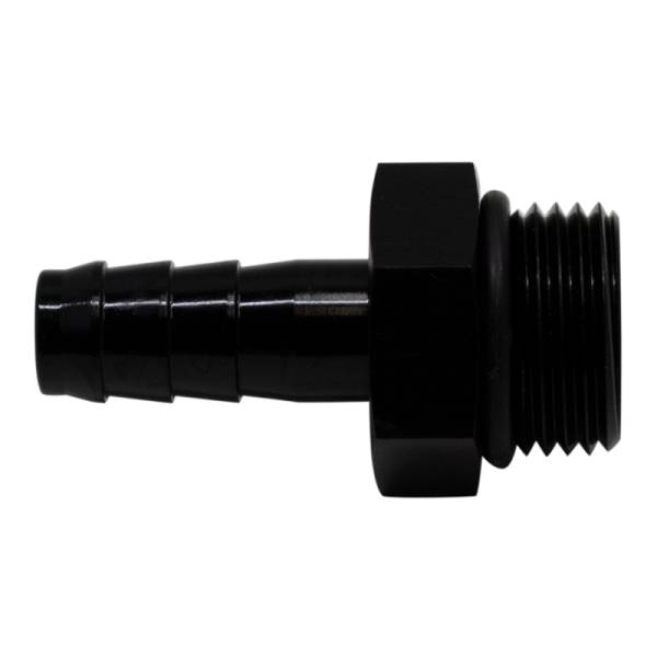 DeatschWerks - DeatschWerks 8AN ORB Male to 3/8in Male Triple Barb Fitting (Incl O-Ring) - Anodized Matte Black - 6-02-0507-B
