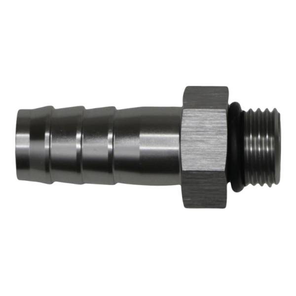DeatschWerks - DeatschWerks 6AN ORB Male to 1/2in Male Triple Barb Fitting (Incl O-Ring) - Anodized DW Titanium - 6-02-0511