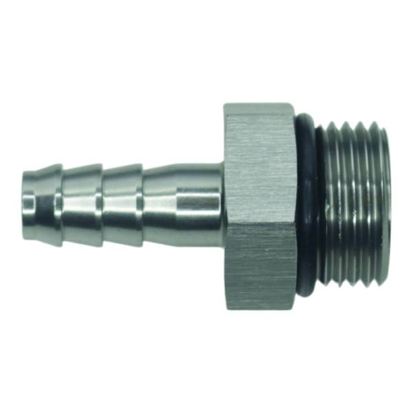 DeatschWerks - DeatschWerks 8AN ORB Male to 5/16in Male Triple Barb Fitting (Incl O-Ring) - Anodized DW Titanium - 6-02-0512