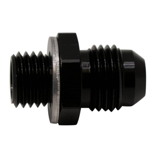 DeatschWerks - DeatschWerks 6AN Male Flare to M12 X 1.5 Male Metric Adapter (Incl Washer) - Anodized Matte Black - 6-02-0613-B