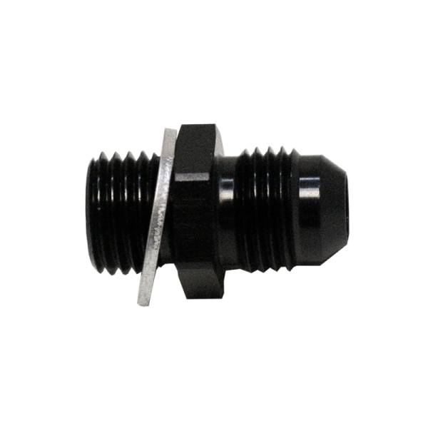 DeatschWerks - DeatschWerks 6AN Male Flare to M14 X 1.5 Male Metric Adapter (Incl Washer) - Anodized Matte Black - 6-02-0614-B