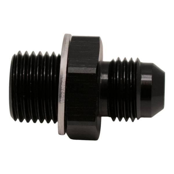 DeatschWerks - DeatschWerks 6AN Male Flare to M16 X 1.5 Male Metric Adapter (Incl Washer) - Anodized Matte Black - 6-02-0615-B