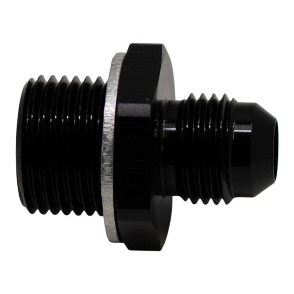 DeatschWerks - DeatschWerks 6AN Male Flare to M18 X 1.5 Male Metric Adapter (Incl Washer) - Anodized Matte Black - 6-02-0616-B