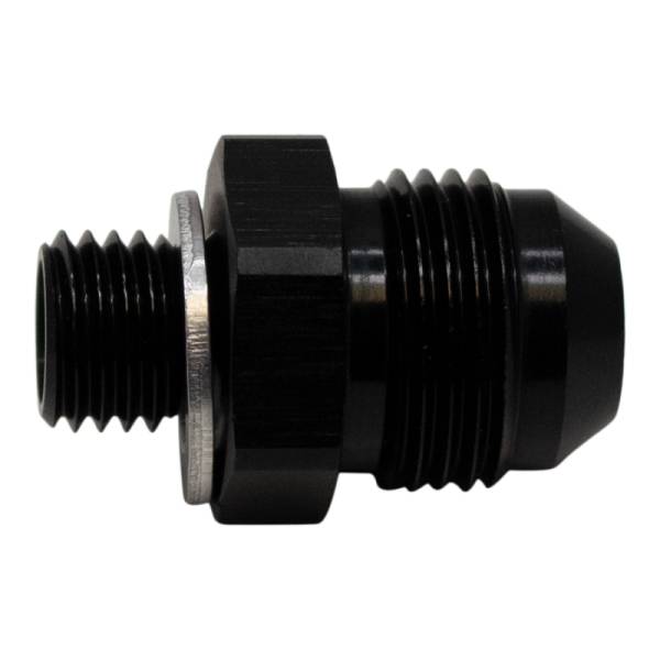 DeatschWerks - DeatschWerks 8AN Male Flare to M12 X 1.5 Male Metric Adapter (Incl Washer) - Anodized Matte Black - 6-02-0617-B