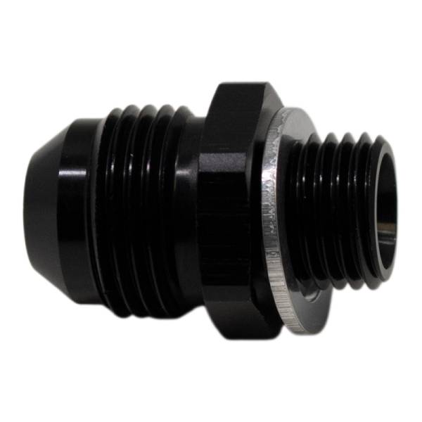 DeatschWerks - DeatschWerks 8AN Male Flare to M14 X 1.5 Male Metric Adapter (Incl Washer) - Anodized Matte Black - 6-02-0618-B