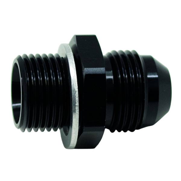 DeatschWerks - DeatschWerks 8AN Male Flare to M18 X 1.5 Male Metric Adapter (Incl Washer) - Anodized Matte Black - 6-02-0620-B
