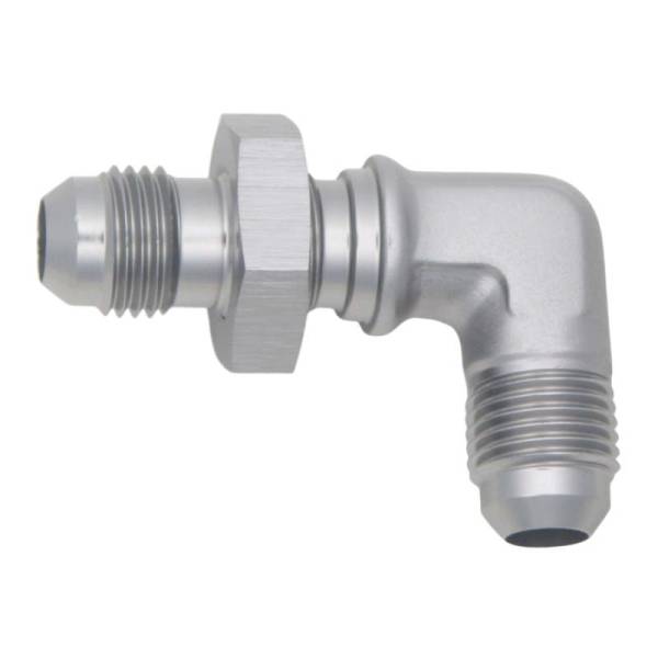 DeatschWerks - DeatschWerks 6AN Male Flare To 6AN Male Flare Bulkhead Adapter 90-Degree (Incl. Nut) - 6-02-0710