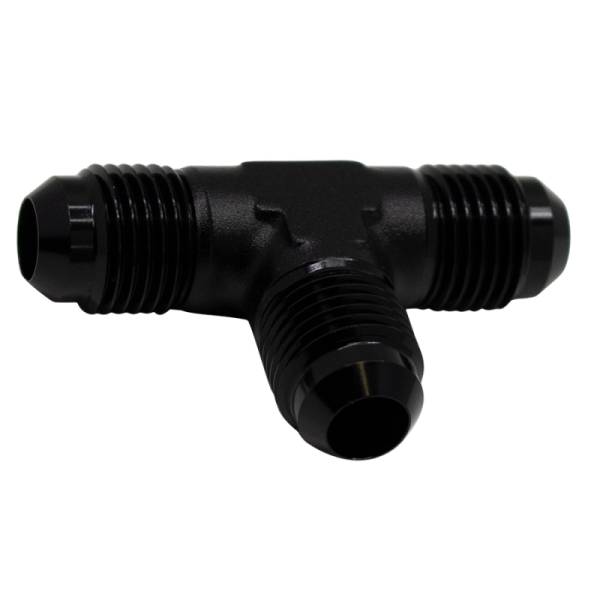 DeatschWerks - DeatschWerks 6AN Male Flare to 6AN Male Flare to 6AN Male Flare Tee Fitting - Anodized Matte Black - 6-02-0721-B