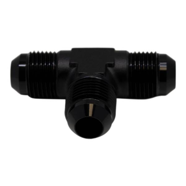 DeatschWerks - DeatschWerks 8AN Male Flare to 8AN Male Flare to 8AN Male Flare Tee Fitting - Anodized Matte Black - 6-02-0722-B