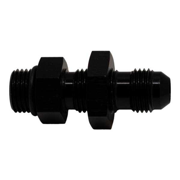 DeatschWerks - DeatschWerks 6AN O-Ring Male to 6AN Male Flare Bulkhead Include Nut - Anodized Matte Black - 6-02-0726-B