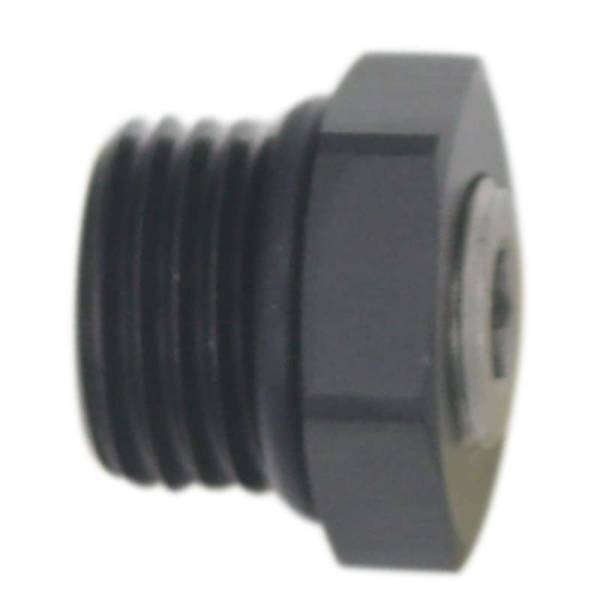 DeatschWerks - DeatschWerks 6AN ORB Male Plug Fitting with 1/8in NPT Gauge Port - Anodized Matte Black - 6-02-0730-B