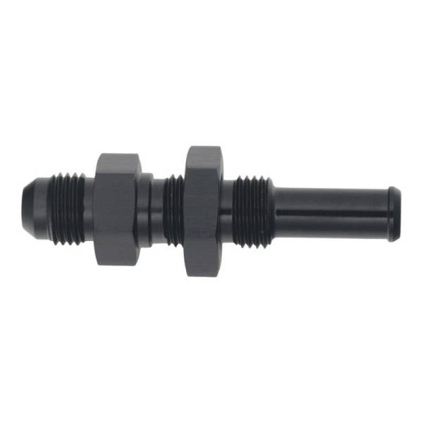 DeatschWerks - DeatschWerks 6AN Male Flare to Straight 3/8in Single Hose Barb - Anodized Matte Black - 6-02-0734-B