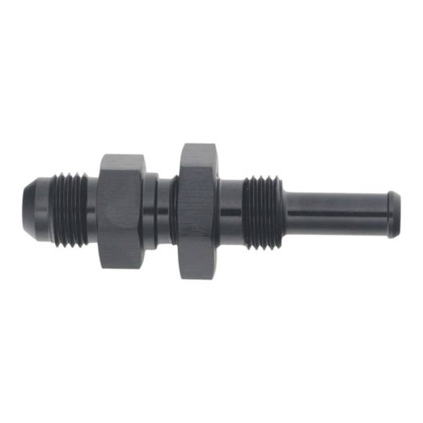 DeatschWerks - DeatschWerks 6AN Male Flare to Straight 5/16in Single Hose Barb - Anodized Matte Black - 6-02-0739-B