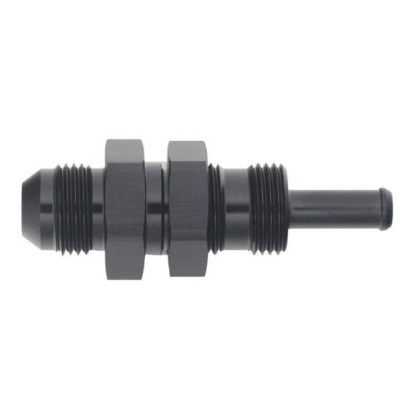 DeatschWerks - DeatschWerks 8AN Male Flare to Straight 5/16in Single Hose Barb - Anodized Matte Black - 6-02-0743-B