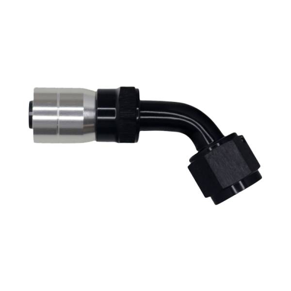 DeatschWerks - DeatschWerks 8 AN Female Flare Swivel 60-Degree Hose Crimping Style End CPE - Anodized Matte Black - 6-02-0822-C-B