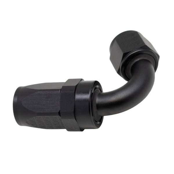 DeatschWerks - DeatschWerks 8 AN Female Flare Swivel 120-Degree Hose End CPE - Anodized Matte Black - 6-02-0823-B