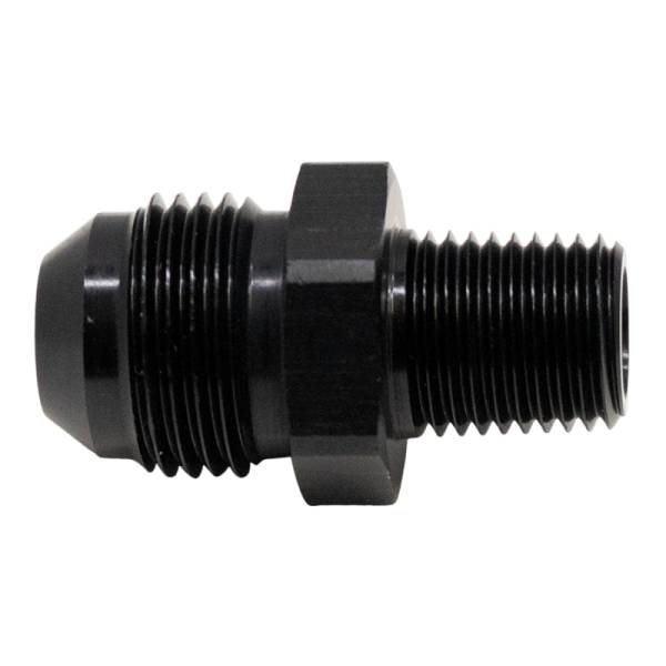 DeatschWerks - DeatschWerks 8AN Male Flare to 1/4in Male NPT Adapter - Anodized Matte Black - 6-02-0904-B