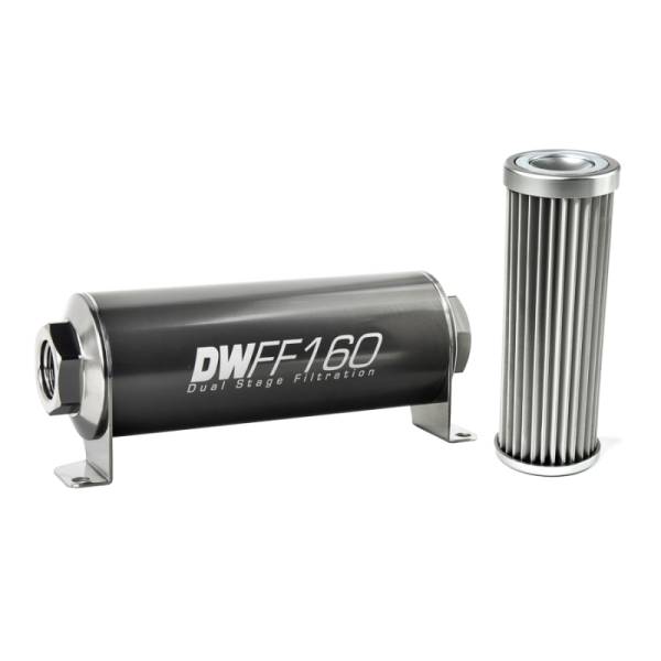 DeatschWerks - DeatschWerks Stainless Steel 5 Micron Universal Inline Fuel Filter Housing Kit (160mm) - 8-03-160-005K
