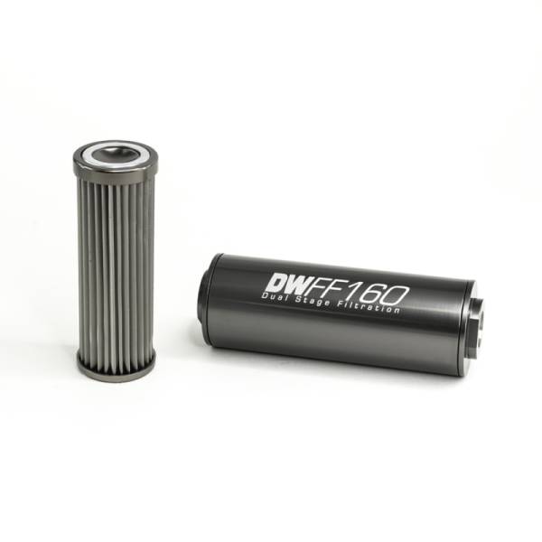 DeatschWerks - DeatschWerks Stainless Steel 10AN 10 Micron Universal Inline Fuel Filter Housing Kit (160mm) - 8-03-160-010K