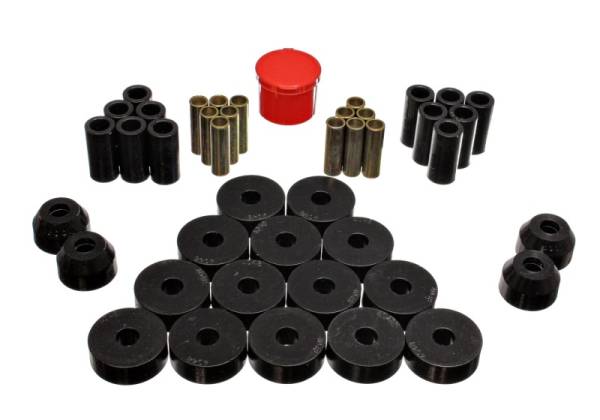 Energy Suspension - Energy Suspension 55-75 Jeep CJ5/CJ6 Black Hyper-Flex Master Bushing Set - 2.18104G
