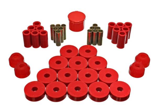 Energy Suspension - Energy Suspension 55-75 Jeep CJ5/CJ6 Red Hyper-Flex Master Bushing Set - 2.18104R