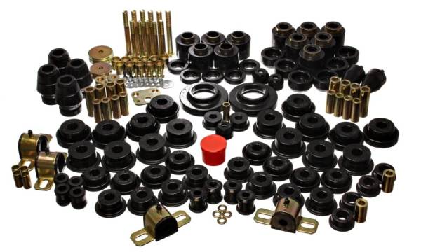 Energy Suspension - Energy Suspension 97-06 Jeep Wrangler TJ (w/ 1in Body Lift Kit) Black Hyper-Flex Master Bushing Set - 2.18106G