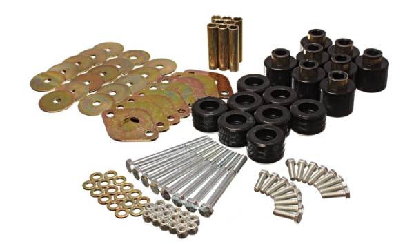 Energy Suspension - Energy Suspension Body Mount Set 1in Lift W/Hardware  - Black - 2.4112G