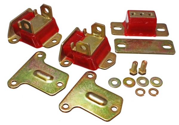 Energy Suspension - Energy Suspension 69-72 Camaro/70-73 Monte Carlo Red Complete Motor&Trans Mount Set Zinc Finish - 3.1122R