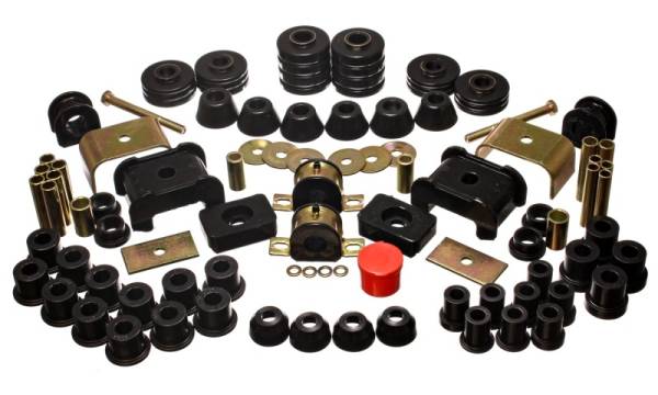 Energy Suspension - Energy Suspension 73-80 Chev/GMC 4WD w/Aftermarket Front Springs Black Hyper-Flex Master Bushing Set - 3.18105G