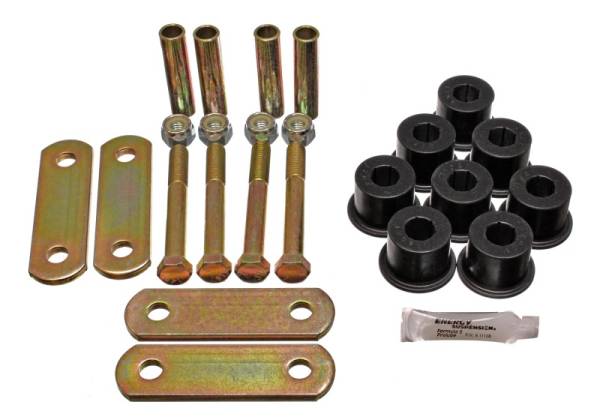 Energy Suspension - Energy Suspension 67-69 Chevy Camaro w/ Mono-Leaf Springs Black H-Duty Shackle Set (Inc Hardware) - 3.2137G