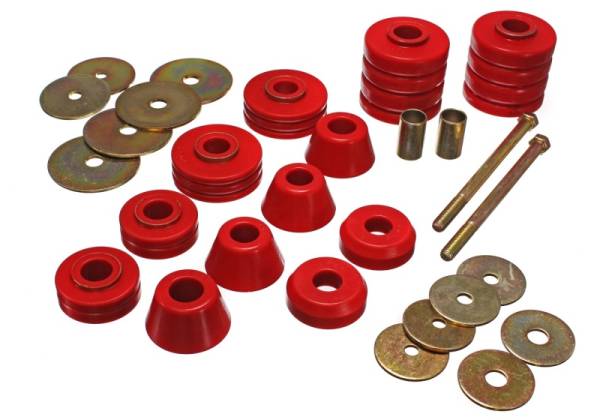 Energy Suspension - Energy Suspension 67-72 GM 3/4 Ton C-20/C2500 / 1 Ton C-30/C3500 2WD Red Body(cab) Mount Set - 3.4107R