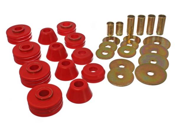 Energy Suspension - Energy Suspension 73-80 GM 1/2 Ton C-10/C1500 Pick Up 2WD Red Body (Cab) Mount Set - 3.4109R