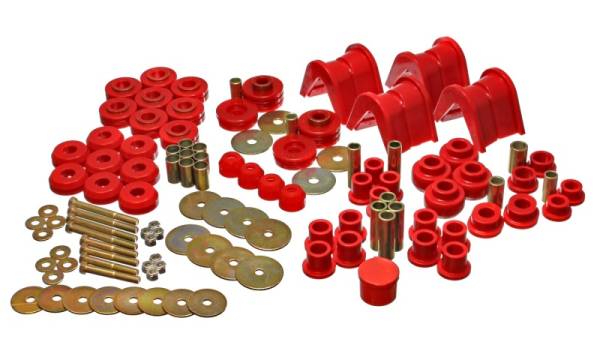 Energy Suspension - Energy Suspension 66-77 Ford Bronco 4WD (w/ 2 Deg C-Bushings) Red Hyper-Flex Master Bushing Set - 4.18104R