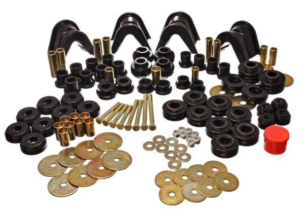 Energy Suspension - Energy Suspension 66-77 Ford Bronco 4WD (w/ 4 Deg C-Bushings) Black Hyper-Flex Master Bushing Set - 4.18105G