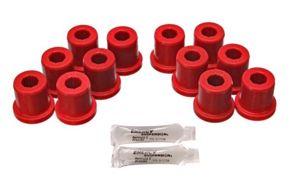 Energy Suspension - Energy Suspension 81-89 Toyota FJ40/FJ60 Landcruiser 2/4WD Red Front Leaf Spring Bushing (Set of 12) - 8.2106R