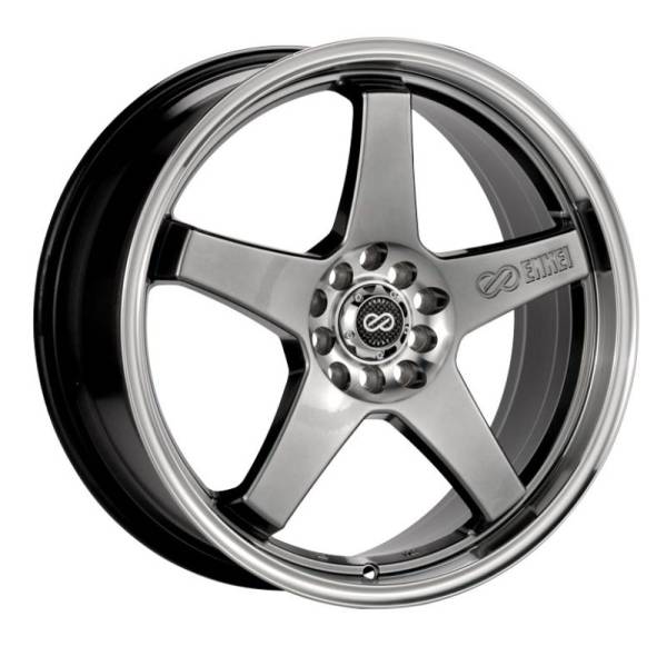 Enkei - Enkei EV5 17x7 5x100/114.3 38mm Offset 72.6 Bolt Diameter Hyper Black w/ Machined Lip Wheel - 446-770-0238HB
