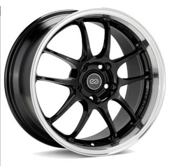 Enkei - Enkei PF01SS 17x8 5x114.3 50mm Offset 75mm Bore Diameter Gloss Black w/ Machined Lip - 460-780-6550BKM