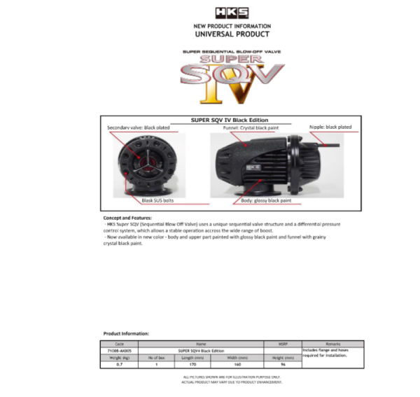HKS - HKS SUPER SQV4 BLACK EDITION UNIVERSAL ASSY - 71008-AK005
