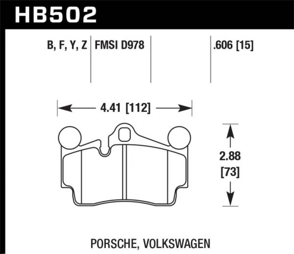 Hawk Performance - Hawk Porsche / Volkswagen HPS Street Rear Brake Pads - HB502F.606