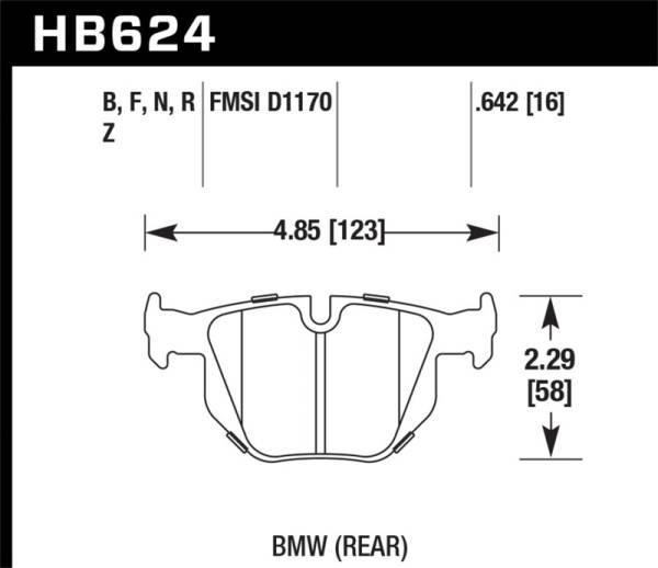 Hawk Performance - Hawk 06 BMW 330i/330xi / 07-09 335i / 07-08 335xi / 09 335d / 08-09 328i HPS Street Rear Brake Pads - HB624F.642