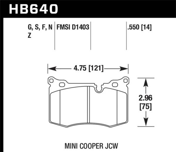 Hawk Performance - Hawk 09-10 Mini Cooper HP+ Autocross Front Brake Pads - HB640N.550