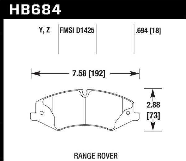Hawk Performance - Hawk 10-13 Range Rover/Range Rover Sport Supercharged LTS Front Brake Pads - HB684Y.694